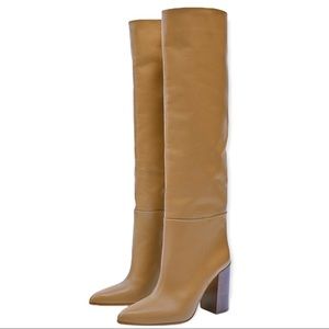 Zara Heeled Leather Knee High Boots